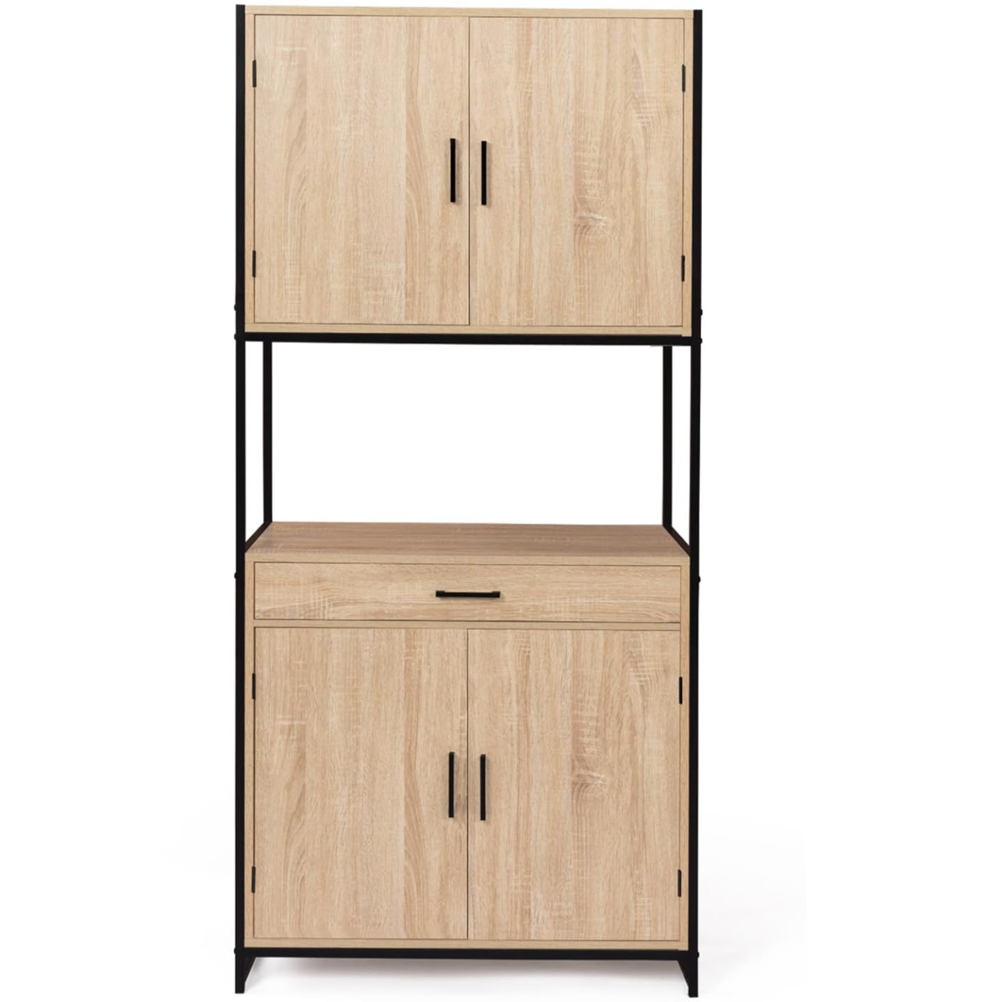 IDMarket - Aparador de cocina (80 cm) DETROIT mueble 4 puertas diseño industrial + cajón