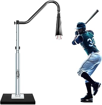 PLAYAPUT 2 in 1 Baseball & Softball Hitting Tee with Handrolled Rubber Top,Aluminum Stem,Metal Base,Height Adjustable Baseball Tee for Batting,Swing,Hitting Trainer to Improve Timing,Power & Accuracy