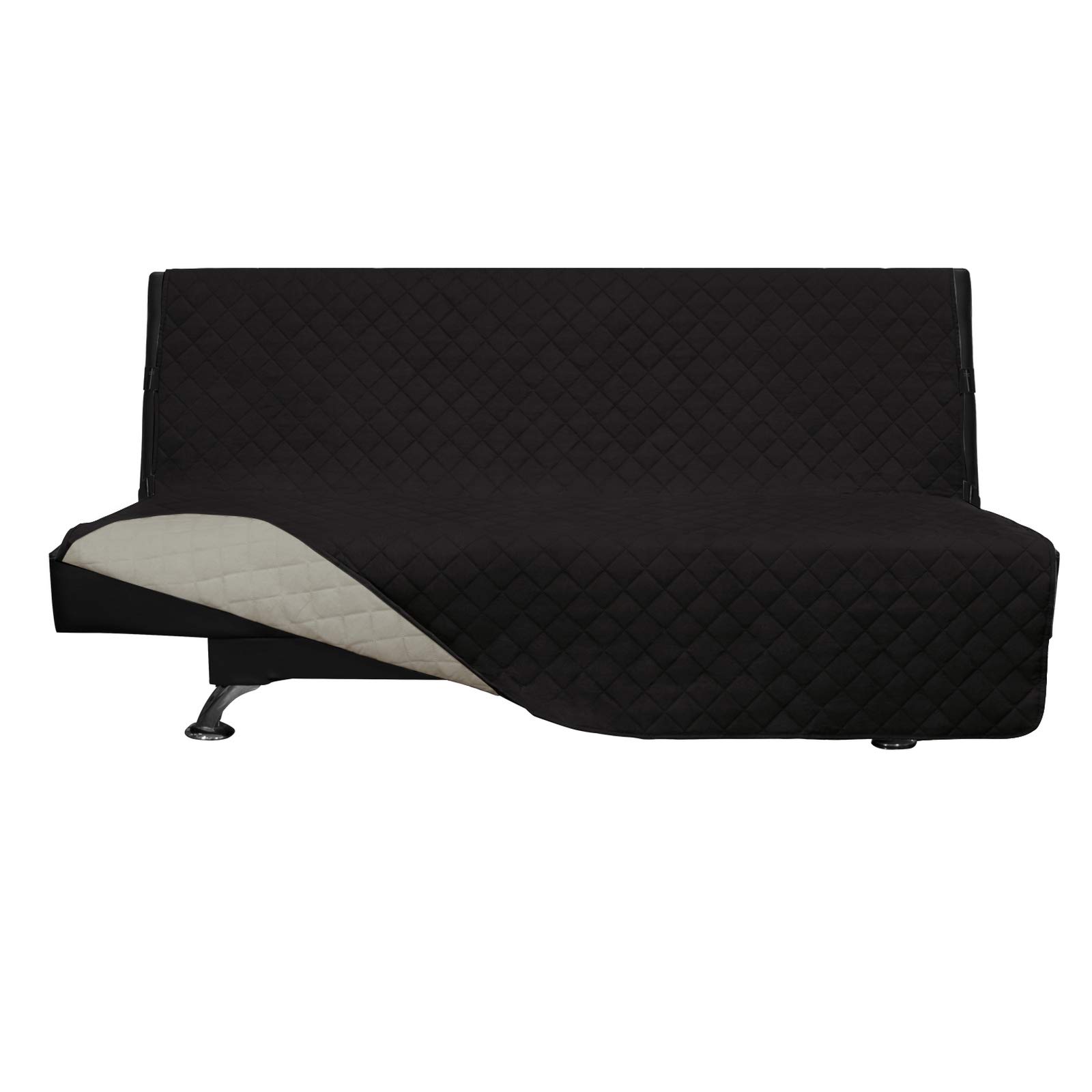 Easy-Going Reversible Couch Cover, Large Futon Sofa, Black/Beige