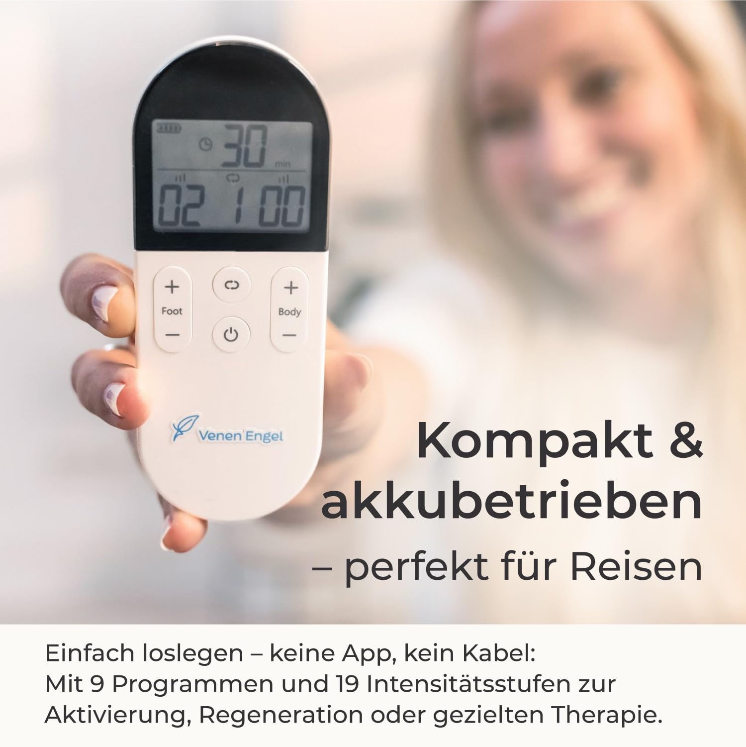 Venen Engel EMS Venen Board Durchblutungs-Stimulator | Behandlung bei Bein-Schmerzen und Schwellungen, Krämpfen | Medizinisch Zertifiziert | EMS-Therapie | verbessert Durchblutung | inkl. Körper-Pads