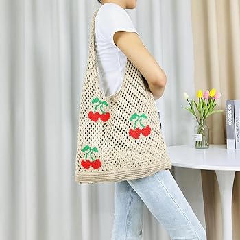Amazon.com: AIZHIYI Crochet Tote Bag Aesthetic Beach Bag for