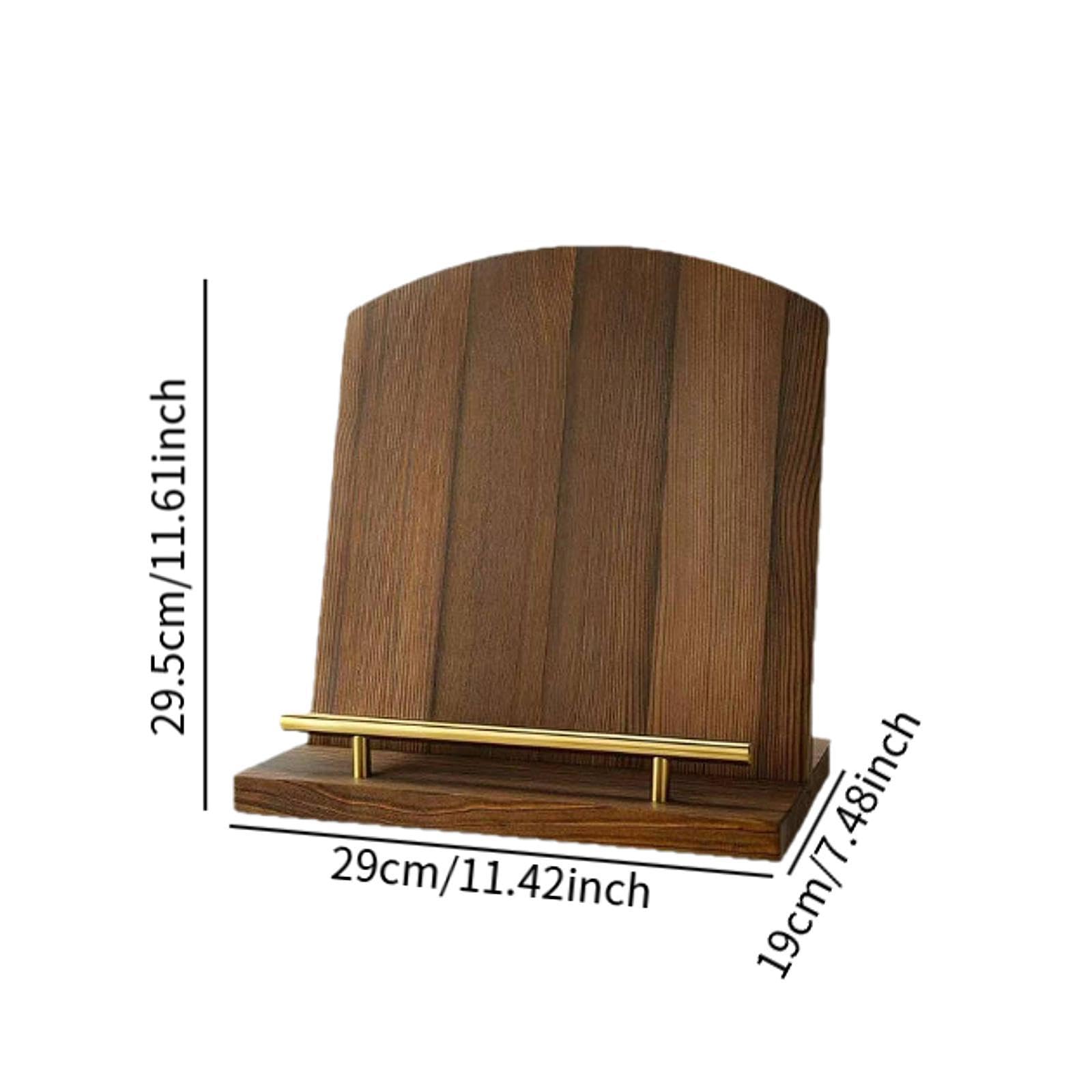 Buchständer Aus Holz mit Metallstopper Vorne. Vielseitiges Servierbrett, Ideal Zum Lesen Und Zum Einfachen Ordnen von Rezepten.