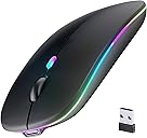 Wireless Bluetooth Mouse, Rechargeable, LED, Silent, Ultra-thin Design (Bluetooth 5.2 and 2.4GHz USB Receiver) | Portable Computer Mouse for Laptops, iPads, MacBooks and Apple Devices (Black)