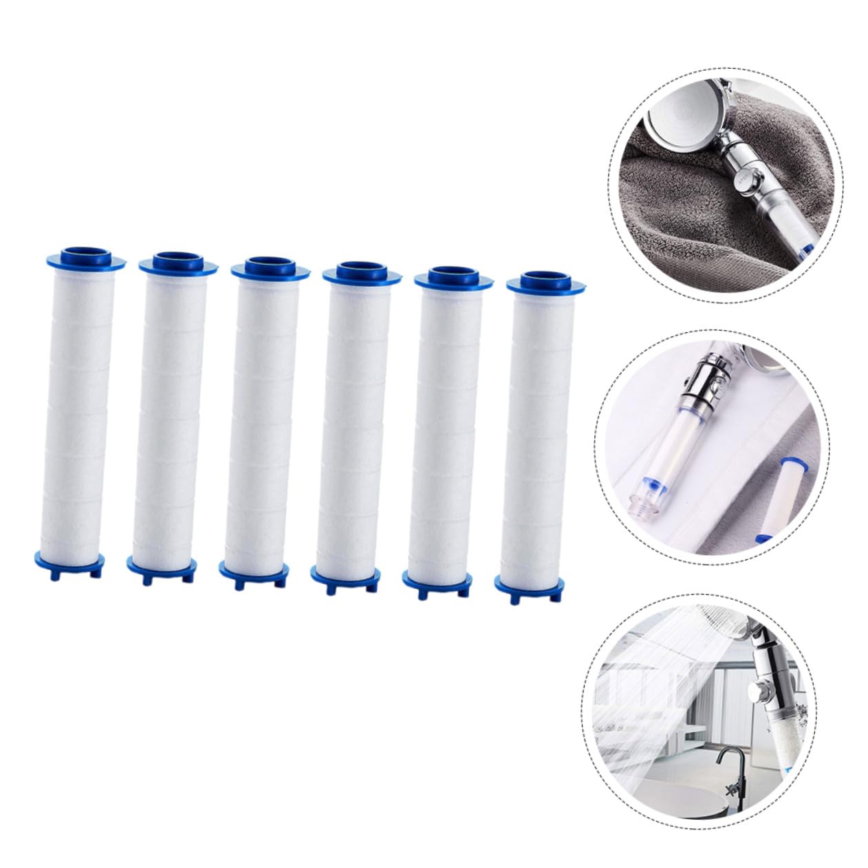 6 cartuchos de filtro de ducha de alta presión, repuesto de algodón PP para el baño del hogar, elimina sedimentos e impurezas, sistema elástico de purifina de agua