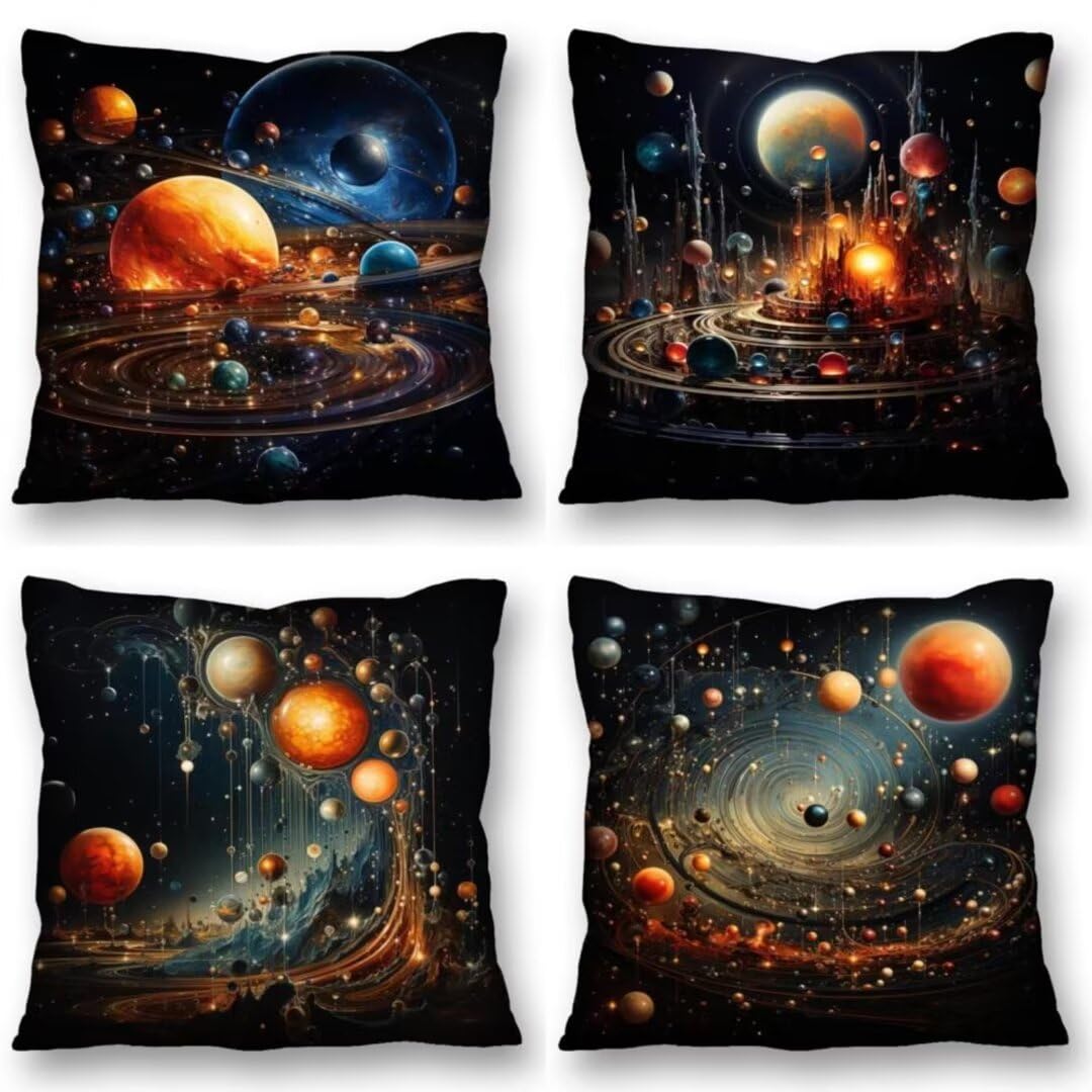 Juego de 4 Fundas de Cojines 70x70 cm Cojines microscópico mundo Funda Cojin Cuadrados de Lino Fundas Cojines Sofá Cojines Decorativos para Salón Sofá Dormitorio Coche Jardín Decoración del Hogar