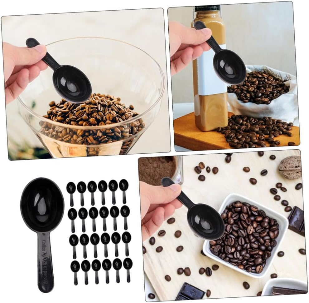 SUPVOX Multi-function Coffee Scoop 15ml Measuring Spoon for Coffee Beans Powder Milk 50pcs Black Plastic Practical Measuring Tool for Home and Use