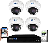 Vista 1 de GW Security - Sistema de cámara de seguridad de 2MP 1080p con detección de movimiento, grabadora de 8 canales y 4 cámaras domo CCTV HD-CVI de 2MP