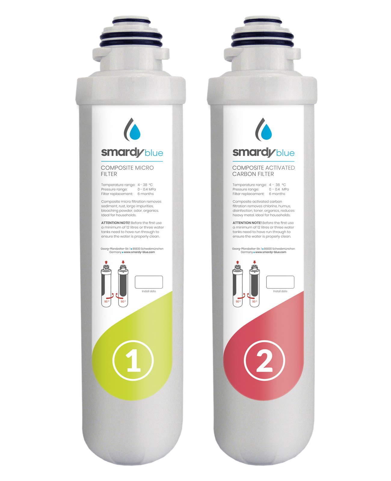 smardy blue 2in1 Ersatzfilter Set für Osmoseanlagen miran, xiva - Wechselintervall 6 Monate