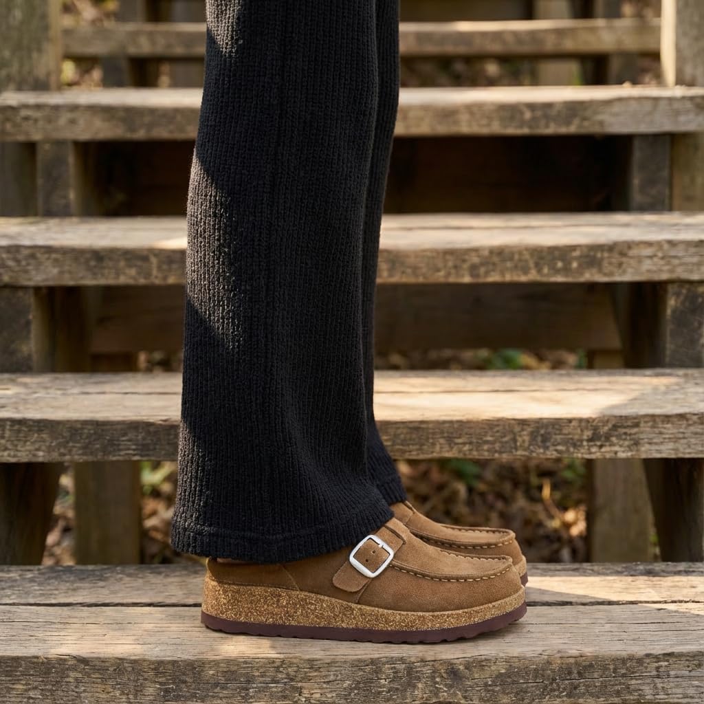 CUSHIONAIRE Hobby Genuine Leather Suede Mule Clogs for Women with Buckle Strap and Cork Footbed, Supportive All-Day Comfort in Womens Shoes - Image 5