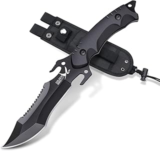 Golden Bird Outdoor Messer, Full Tang Survival Messer Feststehende Klinge D2 Stahl mit Scheide Überlebensmesser mit G10 Griff Bushcraft Messer - Geschenke für Männer