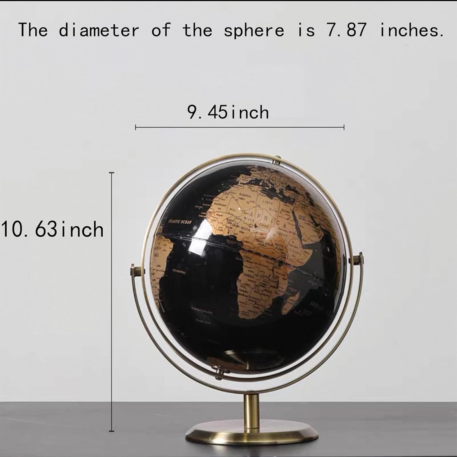 World Globe with Rotating Stainless Steel Stand for Adults - Elegant Adult Home Office Desk Bookcase Decoration & Gifts (golden, 7.87")