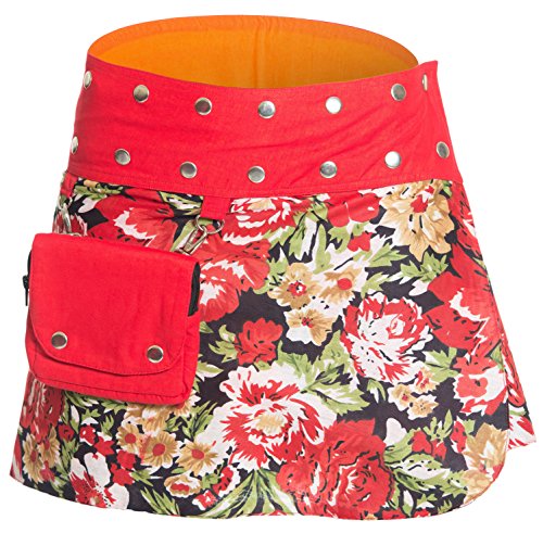 Damen Minirock aus Indien mit Tasche und 2 Mustern zum Wenden,...