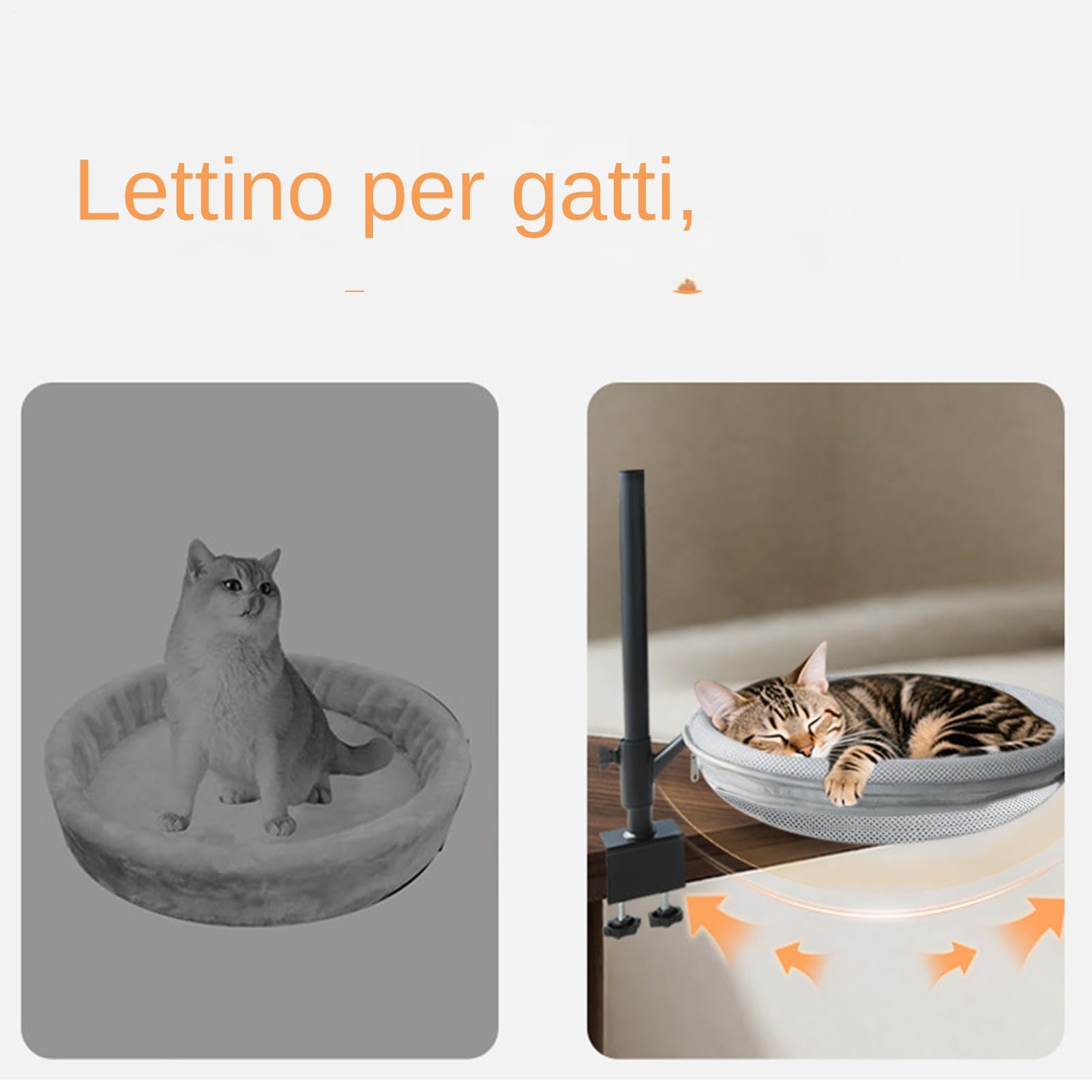 Cuccia Per Gatti Da Scrivania Trespolo Per Animali Domestici Rimovibile | Girevole A 360 Gradi Con Morsetto E Portata 30 Kg Ad Uso Appartamento Comodino Camper Balcone