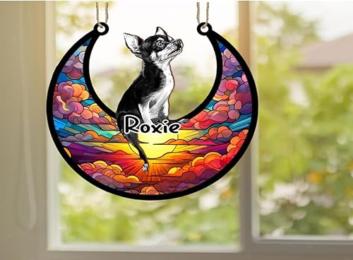 Vista 454 de LOVELYPOD Adorno de Navidad personalizado de perro pastor alemán, atrapasoles conmemorativo, adorno de Navidad de pastor alemán con nombre, pérdida