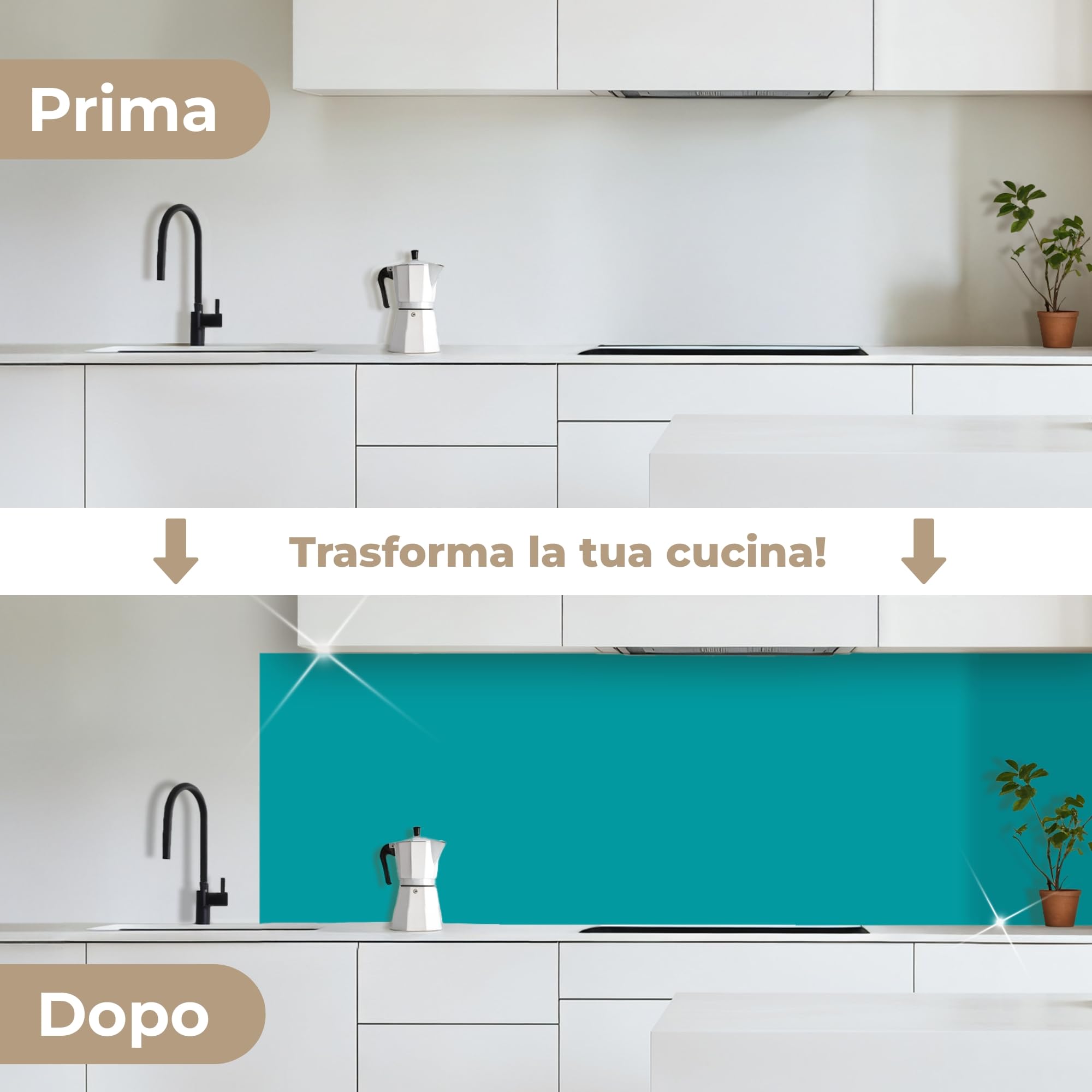 KitchenYeah© Paraschizzi Cucina Adesivo 80x250 cm Pannello Parete Paraspruzzi Rivestimento Blu - Aqua - Motivo