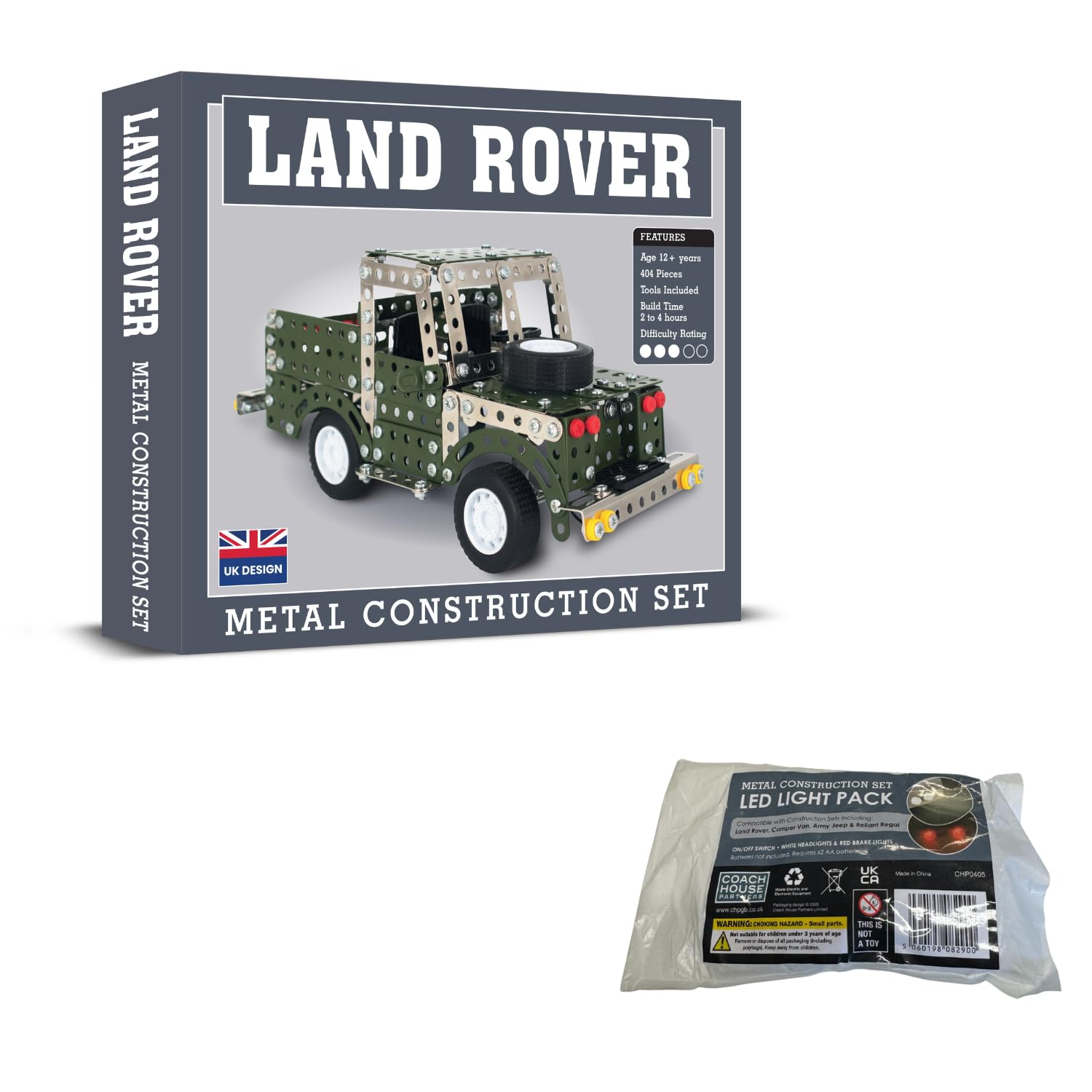 Coach House 4 x 4 Off Road Metal Construction Set and LED Lights Bundle