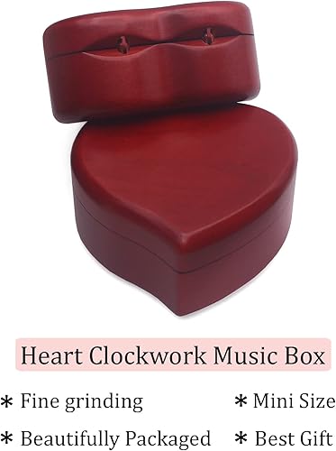 Miniatura 4 de ROSIKING Caja de música clásica de madera con forma de corazón, para Navidad, cumpleaños, día de San Valentín, regalos para amante, novio, novia,