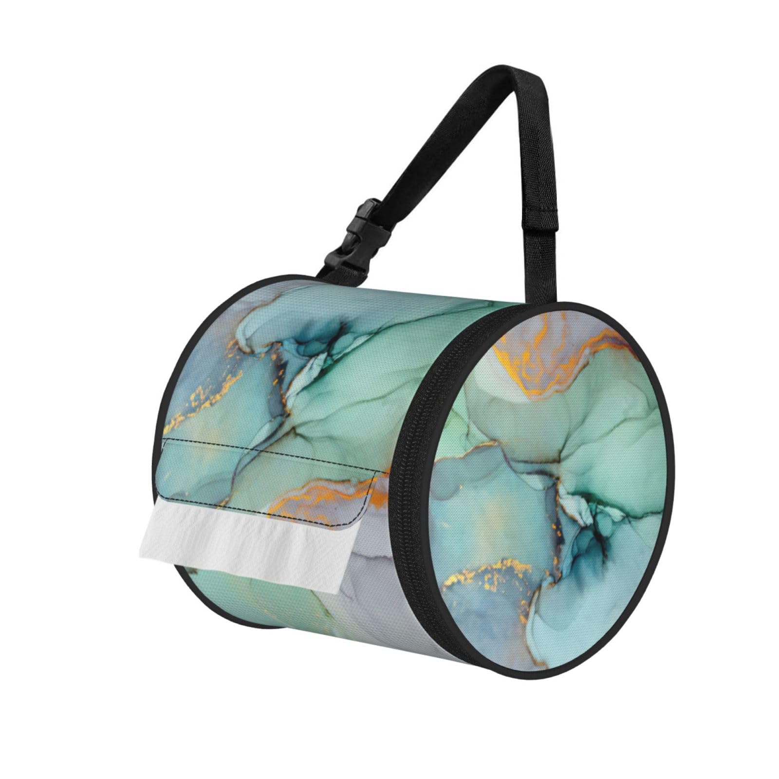 colourful marble Printed Roll Paper Carrier Bag, Foldable Oxford Cloth Tissue Case for Camping Hiking Backpack
