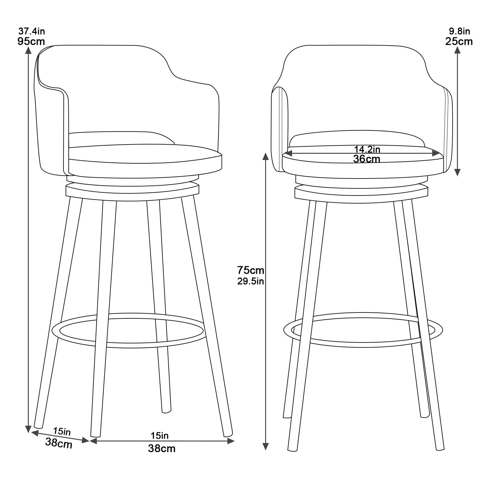 Sgabelli da bar girevoli da bancone, struttura in metallo, sedie imbottite in velluto con schienale, design moderno e confortevole per cucina a isola, set di 4