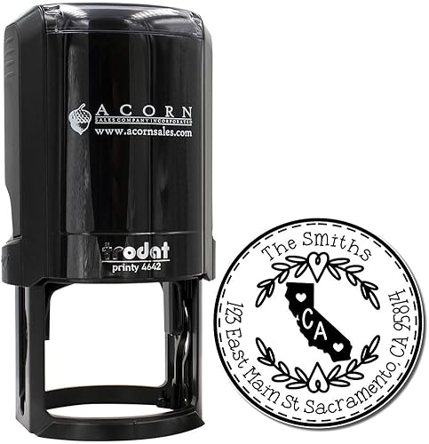 Miniatura 125 de Round State Love - Sello de dirección de devolución para Texas, uso con almohadilla de sello, mango de madera, sello de dirección de Texas