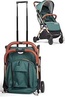 Baby Pushchair Stroller– Lightweight Foldable Travel Buggy with 5-Point Harness, Adjustable Seat Back and Oversize Basket Folds with 1 Hand – Smooth Swivel Wheels Rain Cover (Green)