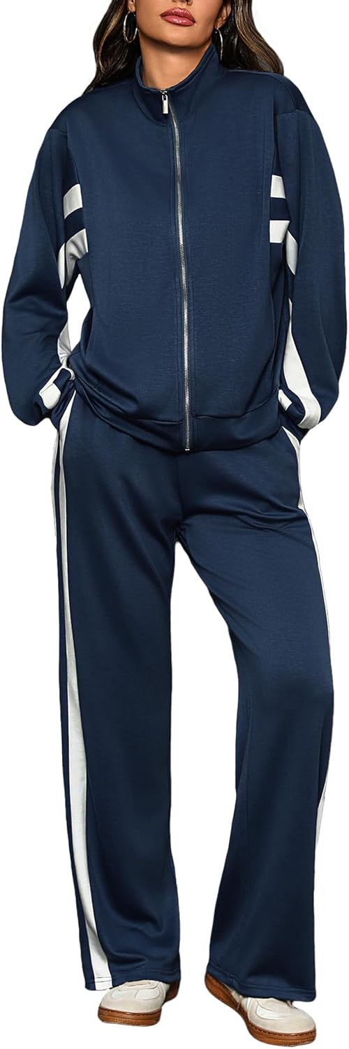 Totatuit Womens 2 pieces Sweatsuit Sets Zip Up Sweatshirts and Sweatpants Tracksuit Lounge Set Travel Outfits with Pocktes