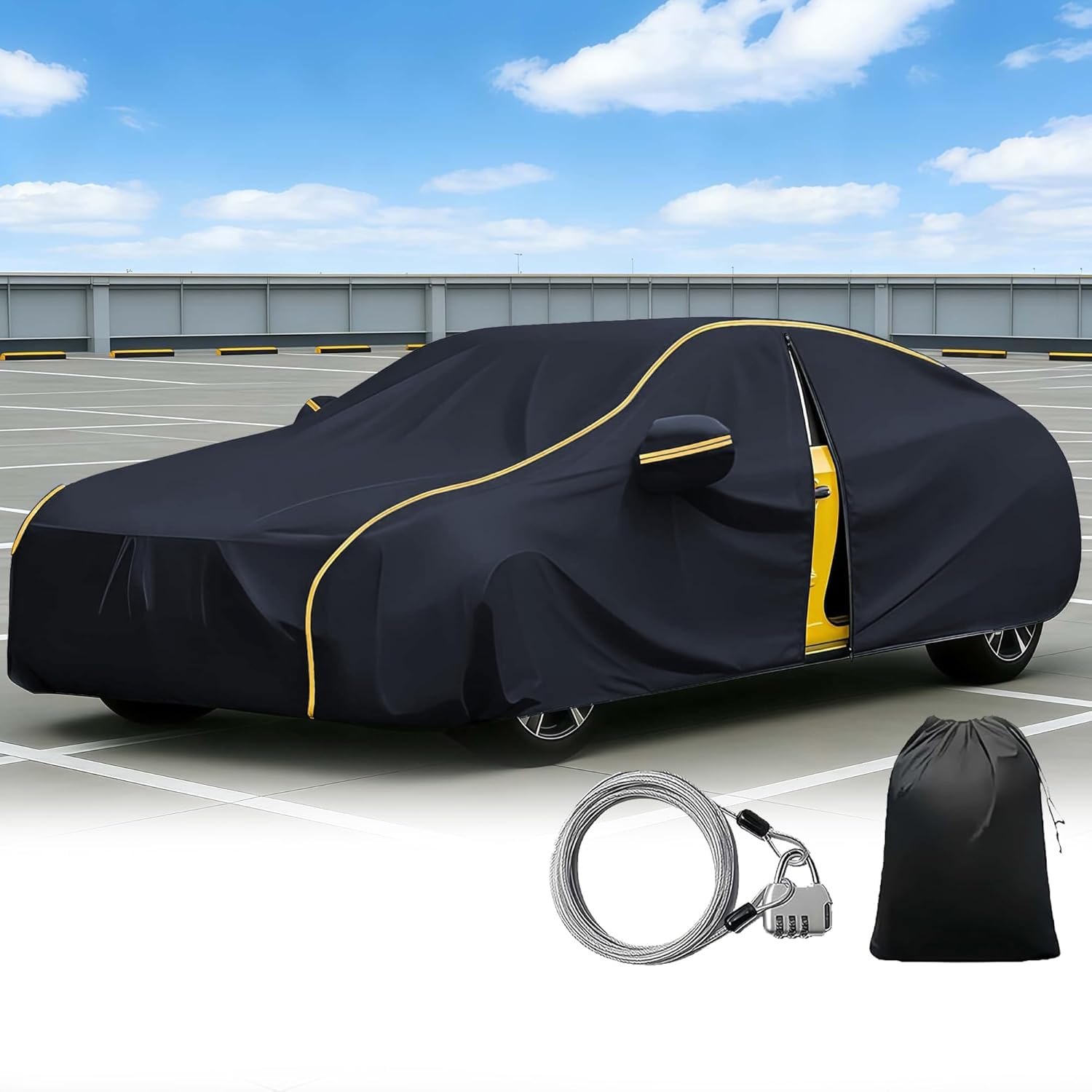 AUHOAZ Full Garage Car Cover for Suzuki Vitara SUV 2015-2025, Waterproof Premium Car Covers All Weather Windproof Snowproof Dustproof Scratch-Resistant UV Protection,Black