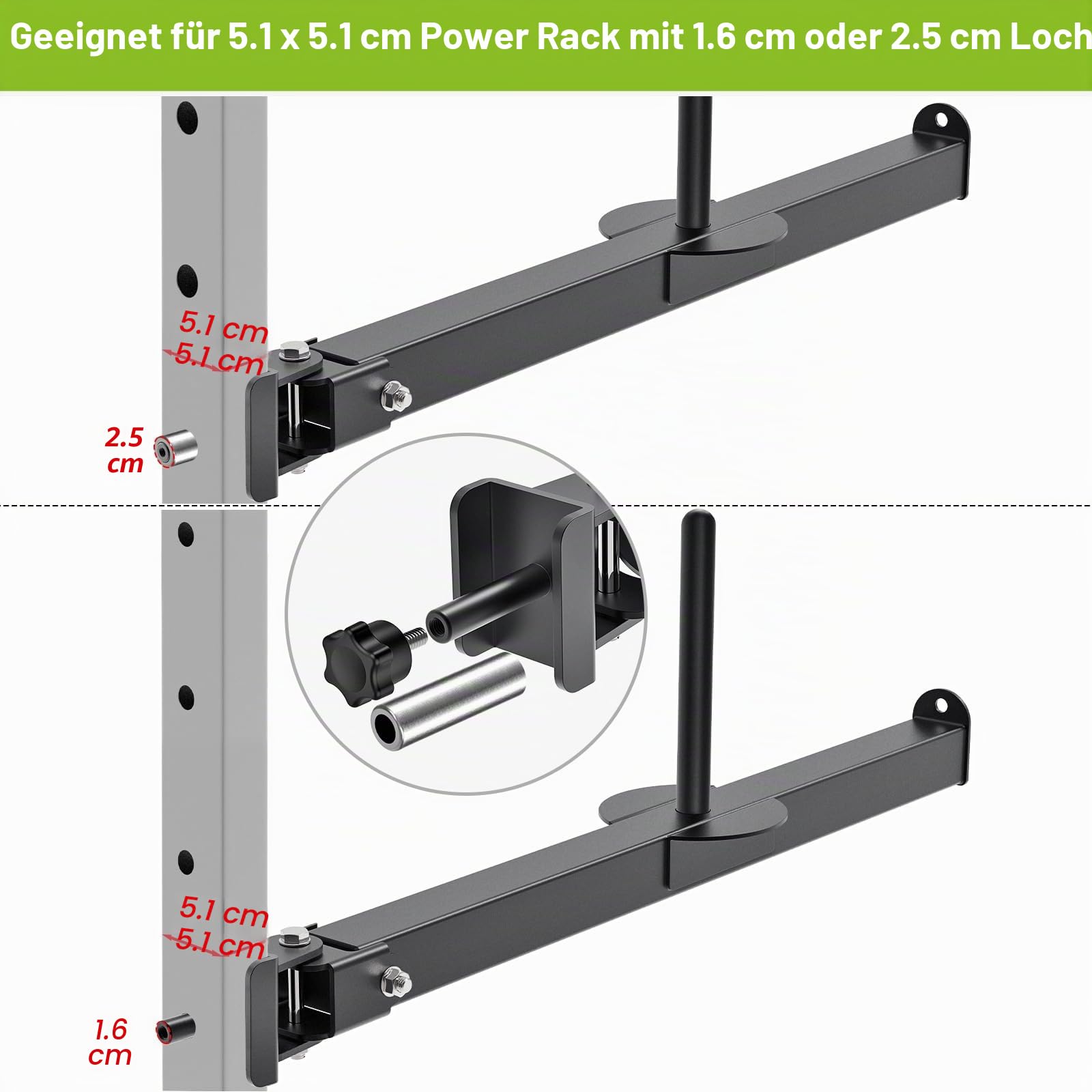 SELEWARE Kniebeugen-Hebelarm-Aufsatz für 2 x 2 Zoll und 3 x 3 Zoll Power Cage, Power Rack-Aufsatz, kompatibel mit 1 Zoll und 2 Zoll Gewichtsplatten, unterstützt vertikale und seitliche Bewegungen