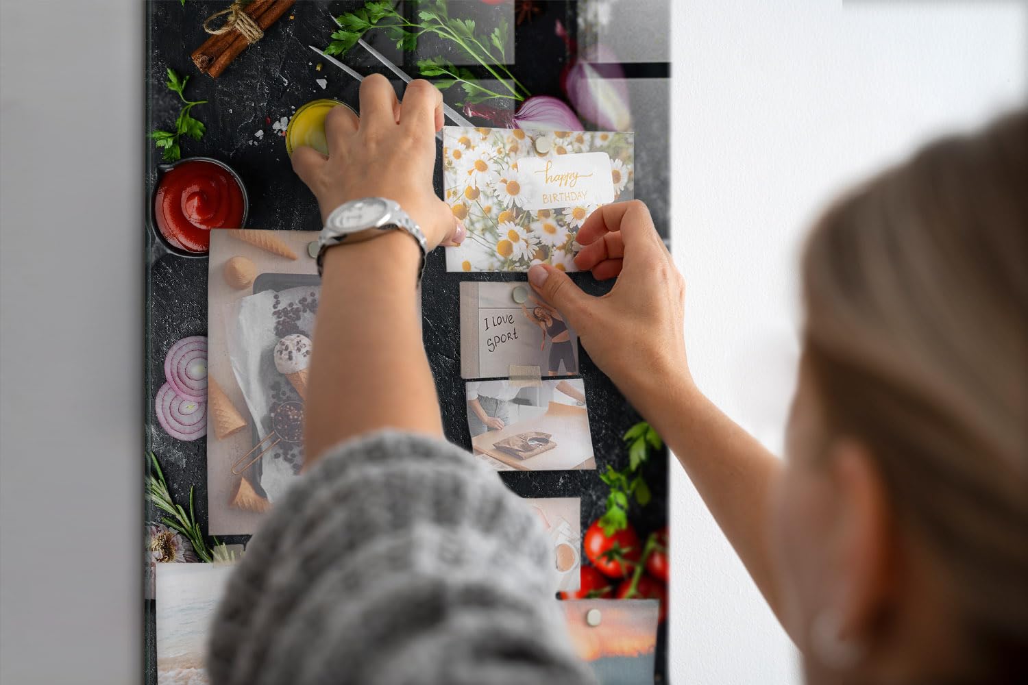 Magnettafel für Schule Gastronomie und Büro 60x40 Zutaten für Pizza | Pinnwand | Glas | Memo | Organizer | Planer | Sicherheitsglas | Paneel | Infoboard | Wochenplaner | Terminkalender