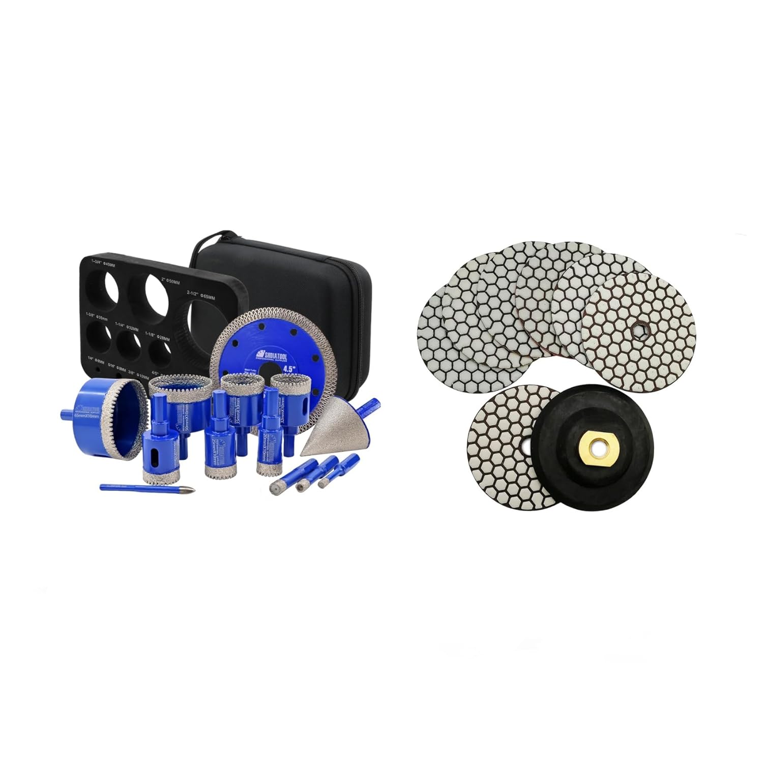 SHDIATOOL Diamond Drill Bits Kit - Core Bits Hole Saw Sets,Mould Guide for Drilling Porcelain Tile Marble Ceramic Granite with Hollow EVA Guide Jig