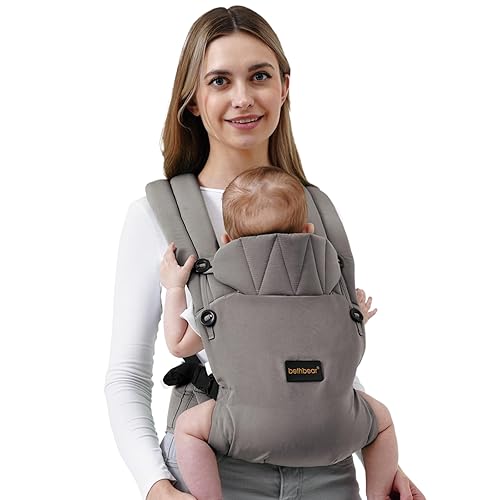 Portabebés para recién nacidos a niños pequeños de 7 a 45 libras con material natural, diseño ergonómico, versátil y ajustable, manos libres para
