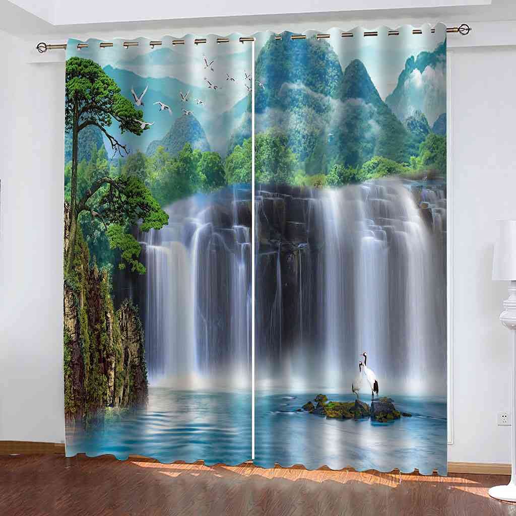 Rideau occultant anti froid et bruit paysage de lac 140x160 cm