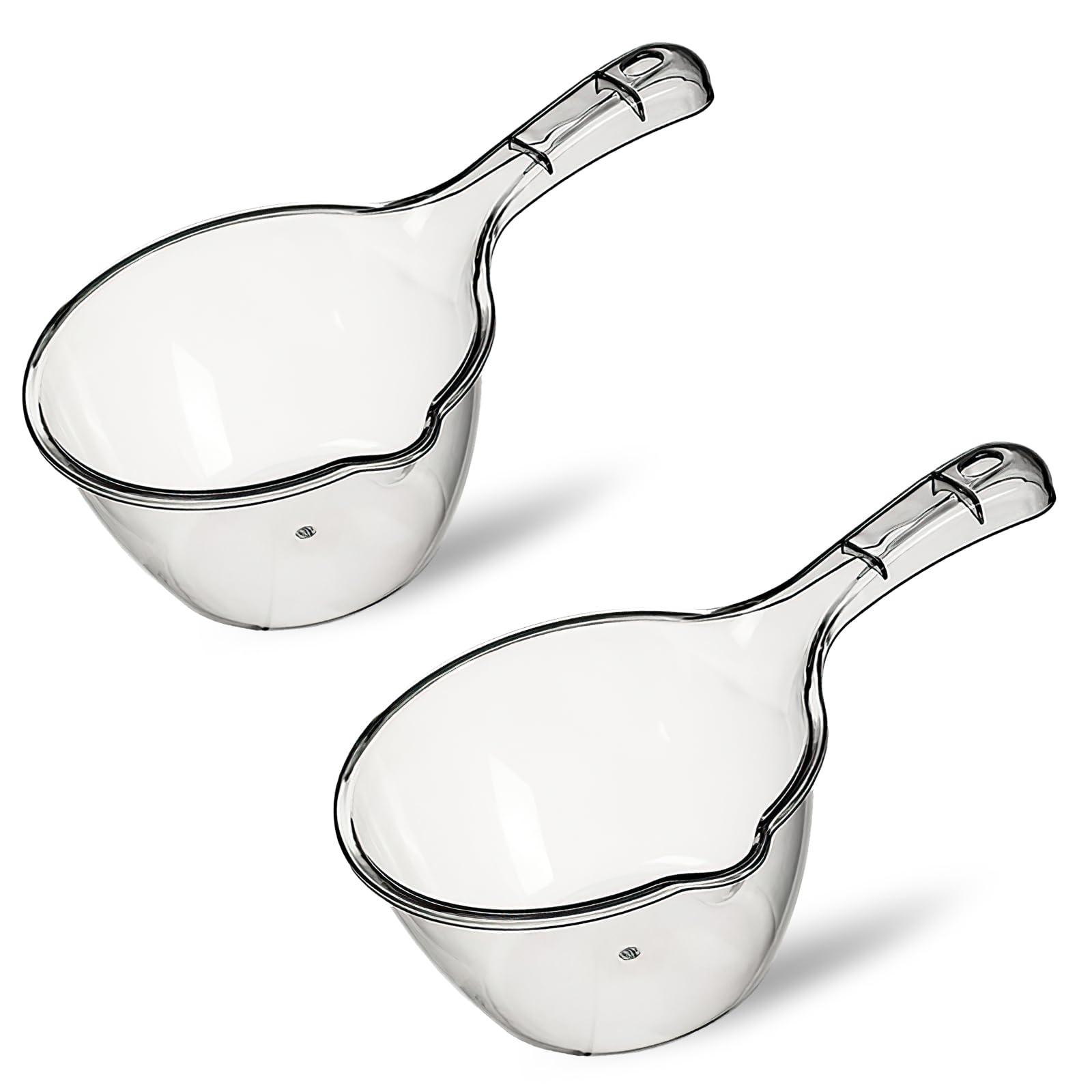 Iensen 2-Pack Medium Transparent Plastic Water Ladle, Kitchen & Bathroom Scoop, 1.5L Capacity Each, Dishwasher Safe