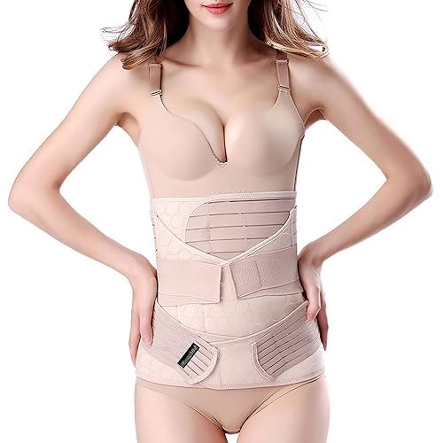 Faja modeladora de recuperación de posparto 3 en 1 para abdomen cintura y pelvis faja modeladora de cuerpo para posparto talla única  Beige