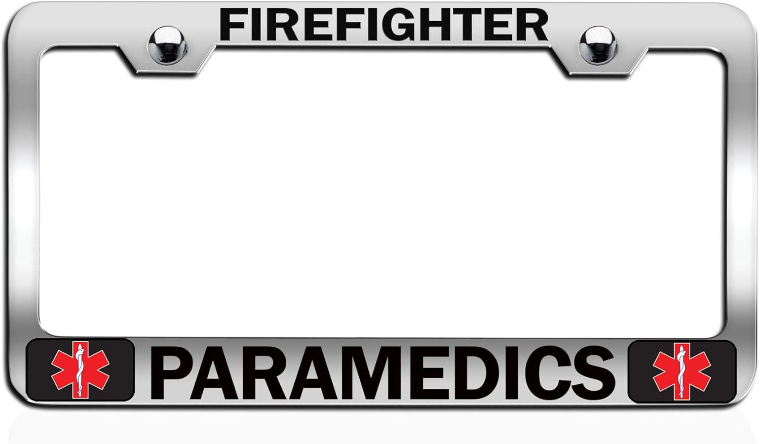 Firefighter Paramedics Paramedic Doctor Nurse Chrome Steel Auto SUV License Plate Frame License Tag Holder, C85