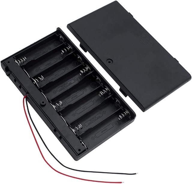 TXErfolg AA 12V Battery Holder Case Plastic Battery Storage Box with ON/OFF Switch and Fastening Cable Ties 8-cell Battery Capacity with Cover - 3PCS