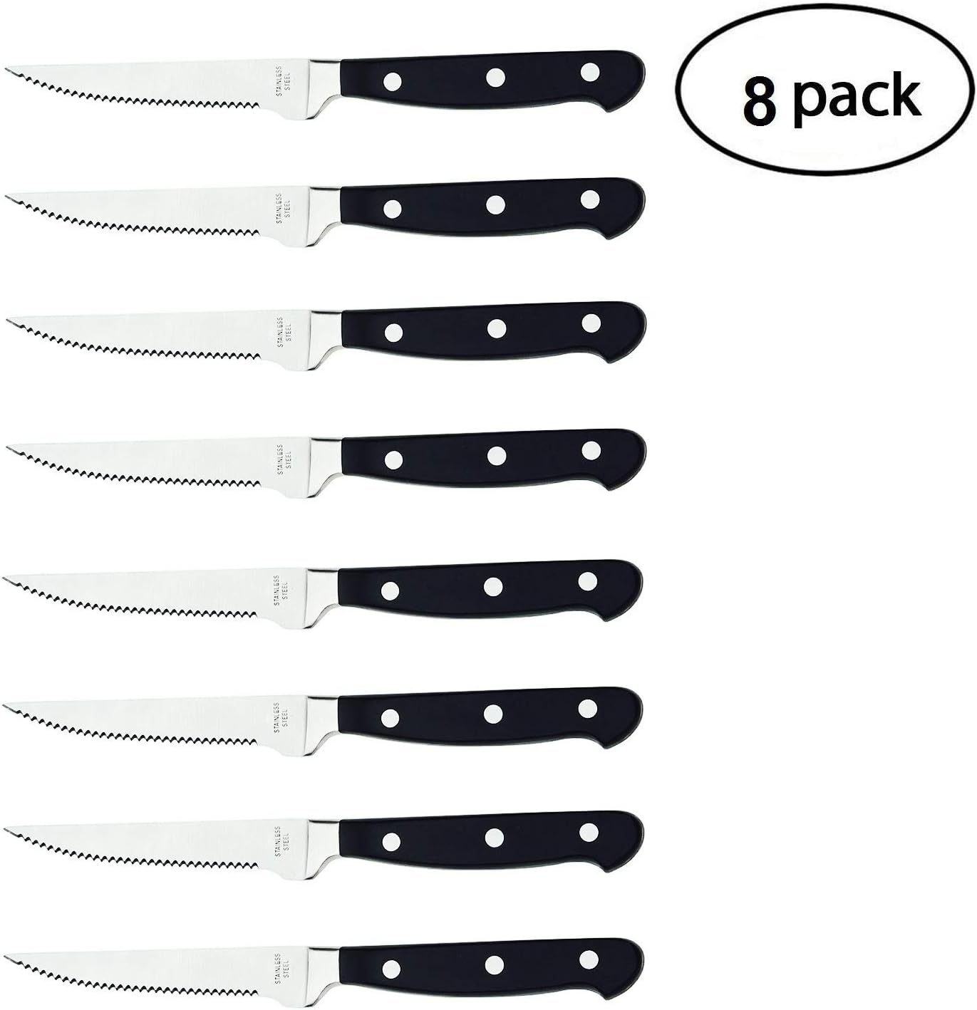 Premium Serrated Steak Knives 8-Piece Laser Cut Ultra-Sharp Stainless Steel Steak Knife, Cutlery Set,Dinner Knives Gift Set By Sinardo