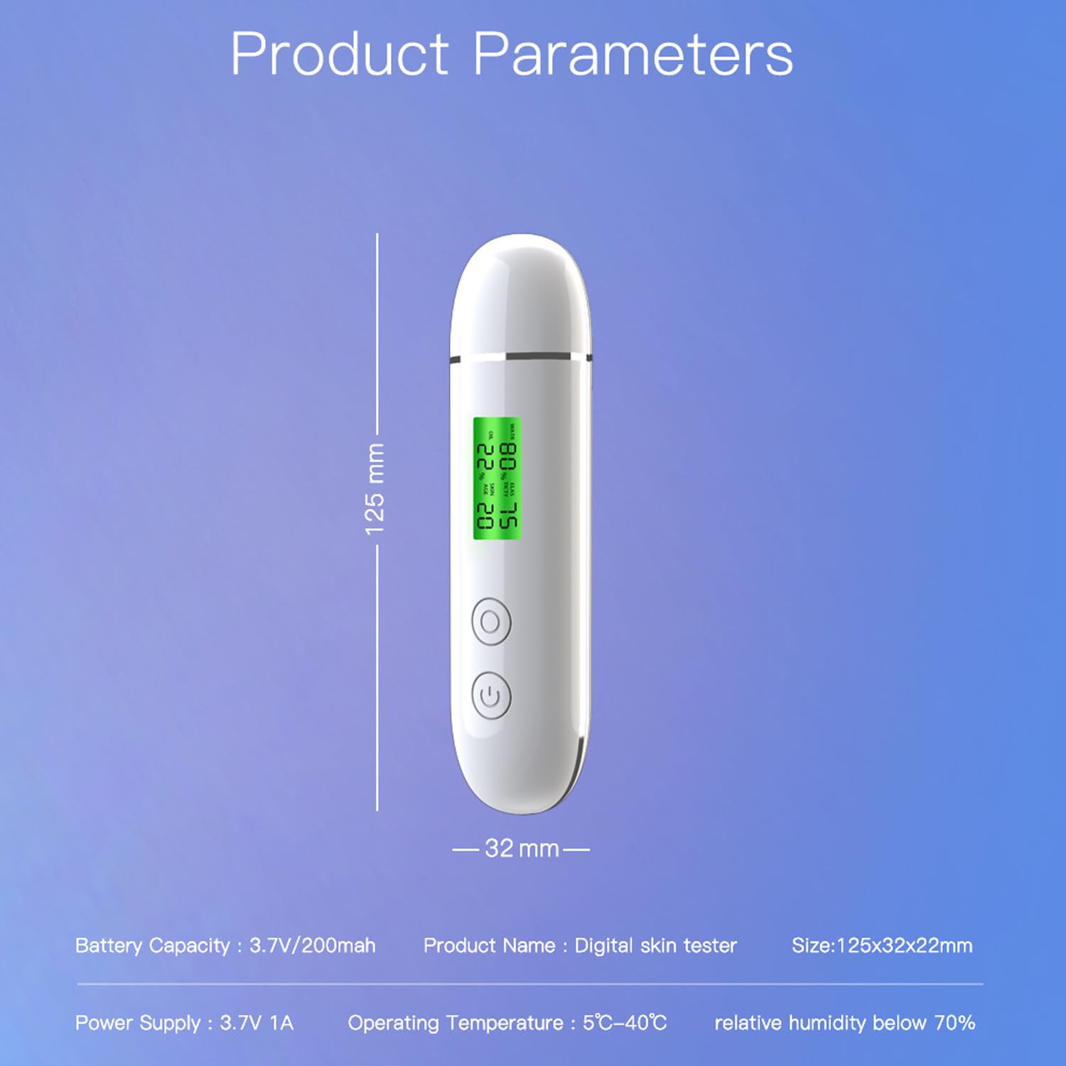 Tester di idratazione per la pelle, tester di umidità ricaricabile LCD digitale Display tester per la pelle Contenuto della pelle Analyzer Strumento per la cura del viso per il salone di bellezza,