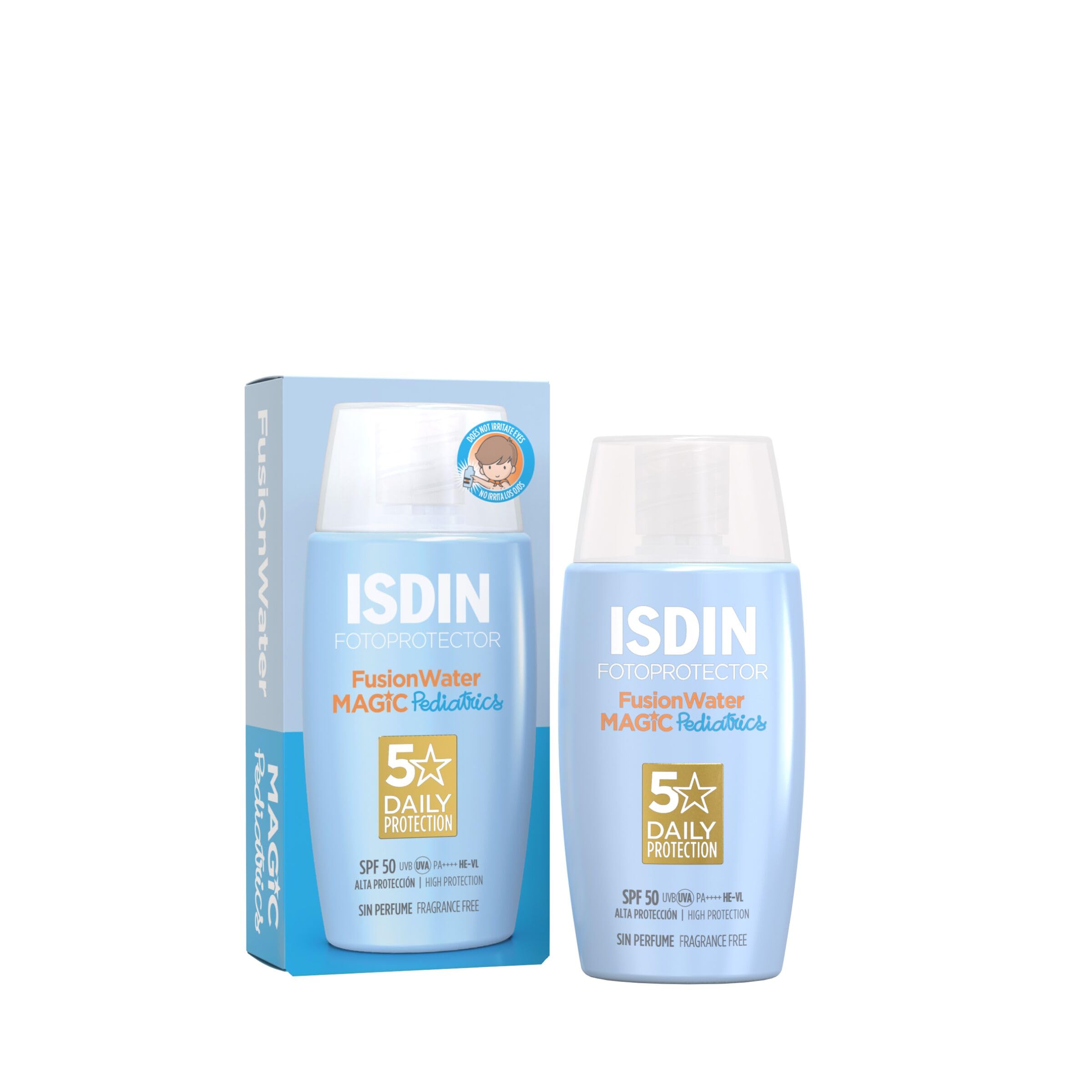 ISDIN Pediatrics Fusion Water MAGIC SPF 50 (50 ml) | Crema Solare Viso per Bambini | Texture Ultraleggera | Adatto per Tutte le Tipologie di Pelle