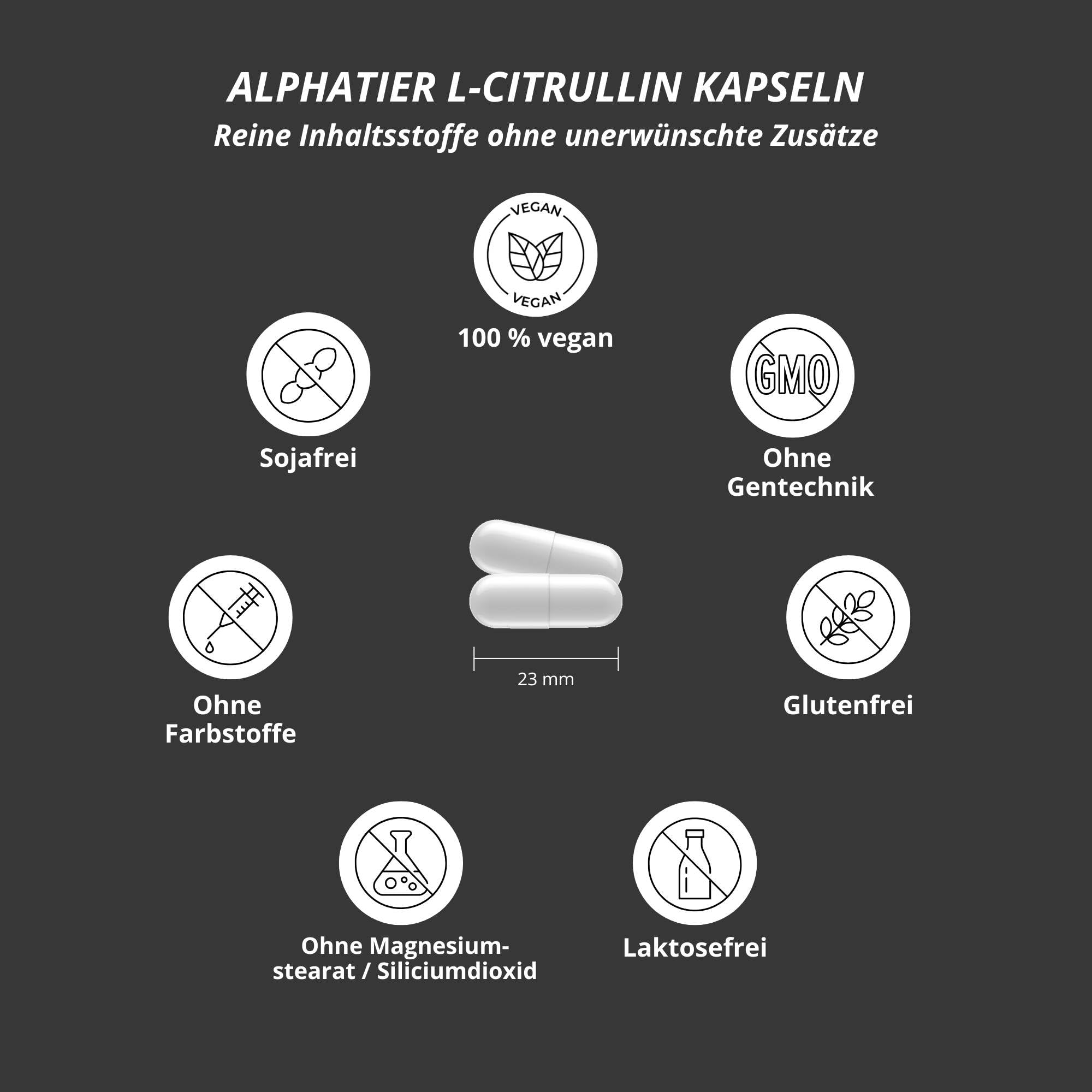 Alphatier L-Citrullin Malat Kapseln - 360 Caps hochdosiert + vegan - Champion L-Citrulline Malate DL 2:1 - Fitness Bodybuilding - Premiumqualität