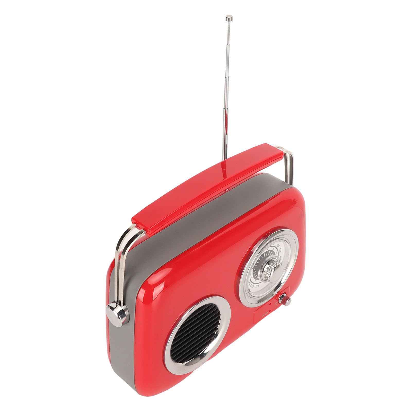 Radio Rétro FM/USB/AUX avec Radio Portable Stéréo HiFi Bluetooth 5.0 avec Haut-Parleur de Batterie 1500 MAh, Nostalgique pour Cuisine, Bureau, Maison (Rouge)