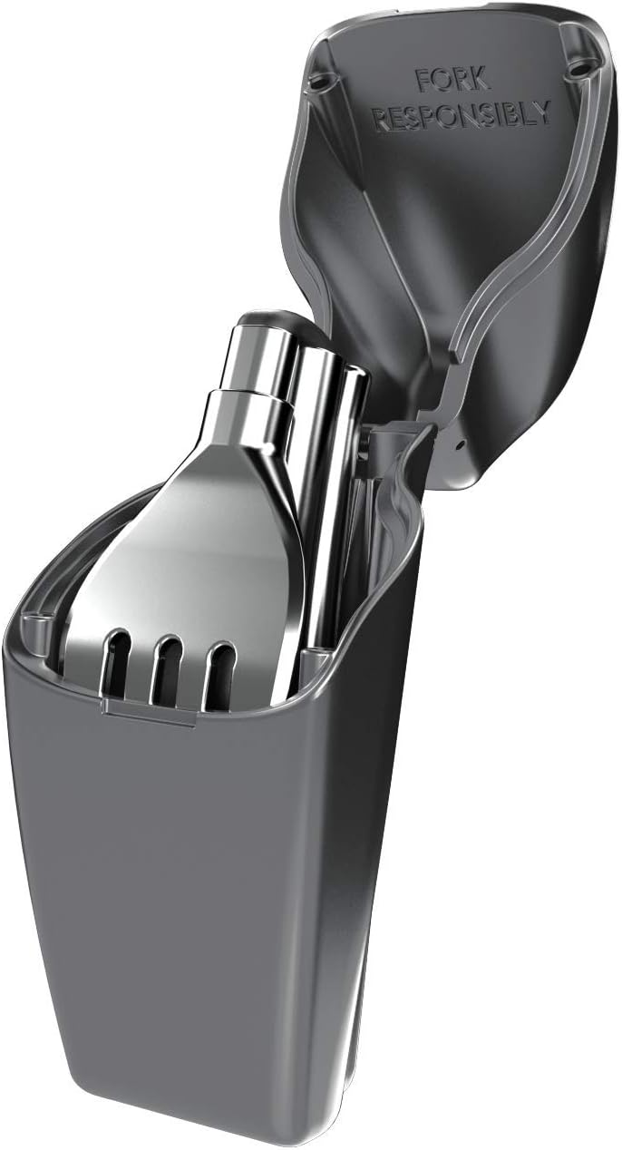 Final Fork Stainless Steel Collapsible Foldable Eco-friendly Camping Pocket Fork With Plastic Case for Travel (Cyan-ara Plastic)