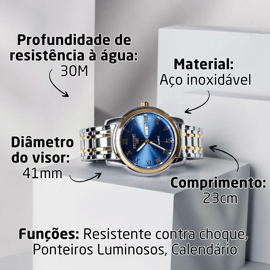 Relógio Masculino “Sublime” em Aço Inoxidável 41mm com Ponteiros Luminosos, Calendário e Resistência à Água 30M – Estilo Clássico e Elegante – Acompanha Caixa Premium em promoção! Veja a oferta e mais achadinhos de Relógios de pulso 3 Hoje é o melhor dia para comprar Relógio Masculino “Sublime” em Aço Inoxidável 41mm com Ponteiros Luminosos, Calendário e Resistência à Água 30M – Estilo Clássico e Elegante – Acompanha Caixa Premium com aquele preço maroto! Promoção! Aproveite a oferta! 3