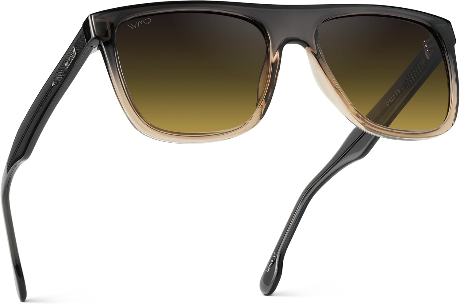 WearMe Pro WMP Eyewear - Men's Bold Flat-Top Square Sunglasses, Polarized Lenses, 100% UV Protection, Lightweight & Durable