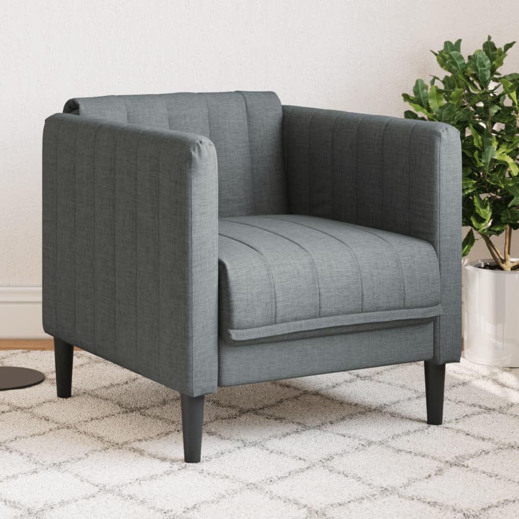 Sofa Chair Dark Gray Polyester Single Armchair Rectangular Living Room Furniture