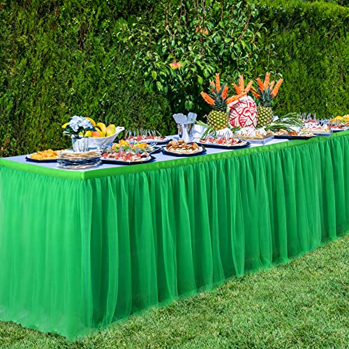 image for Suppromo 14ft Green Table Skirt Tulle Tutu Table Clothes for Birthday 