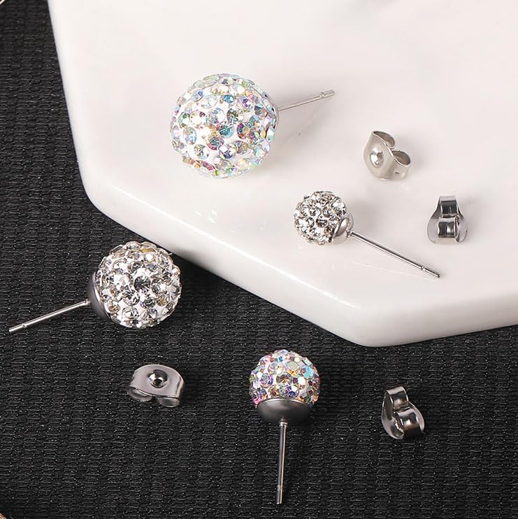 AOEDEJ 1 Piece Disco Ball Earrings for Women Silver Ball Earrings Crystal Earrings Studs Silver Crystal Earrings Cubic Zirconia - Image 5