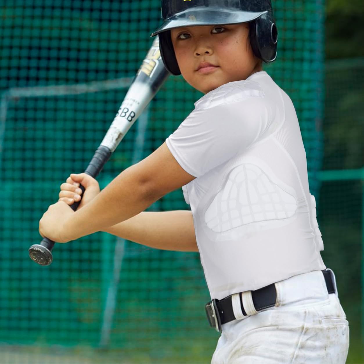 TUOY Youth Boys Padded Protective Shirts Paddded Compression Shirts for Football Paintball Baseball