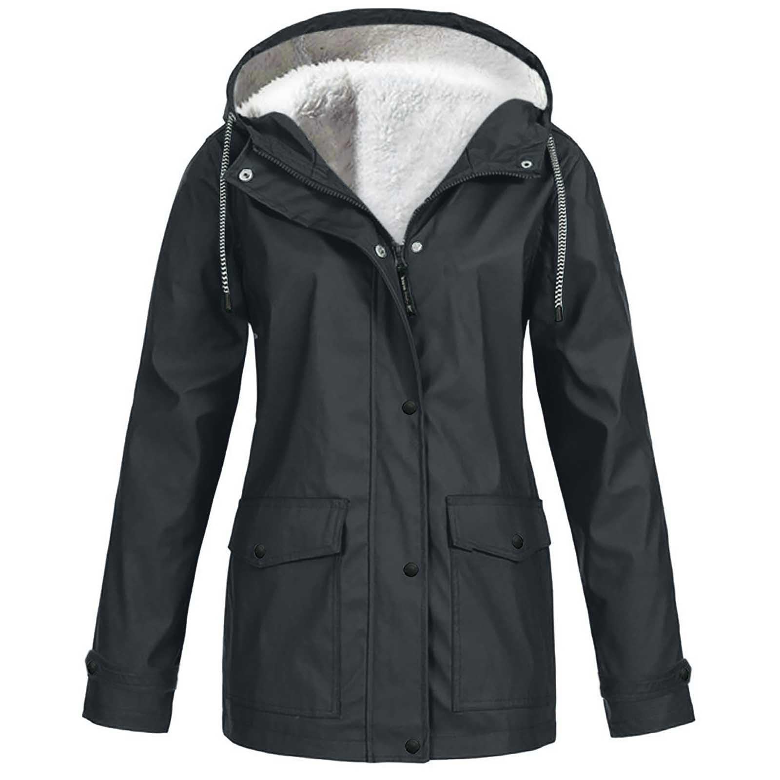 Generisch Damen Winter Fleecejacke Outdoor Wanderbekleidung Kapuzenjacke Hardshelljacke