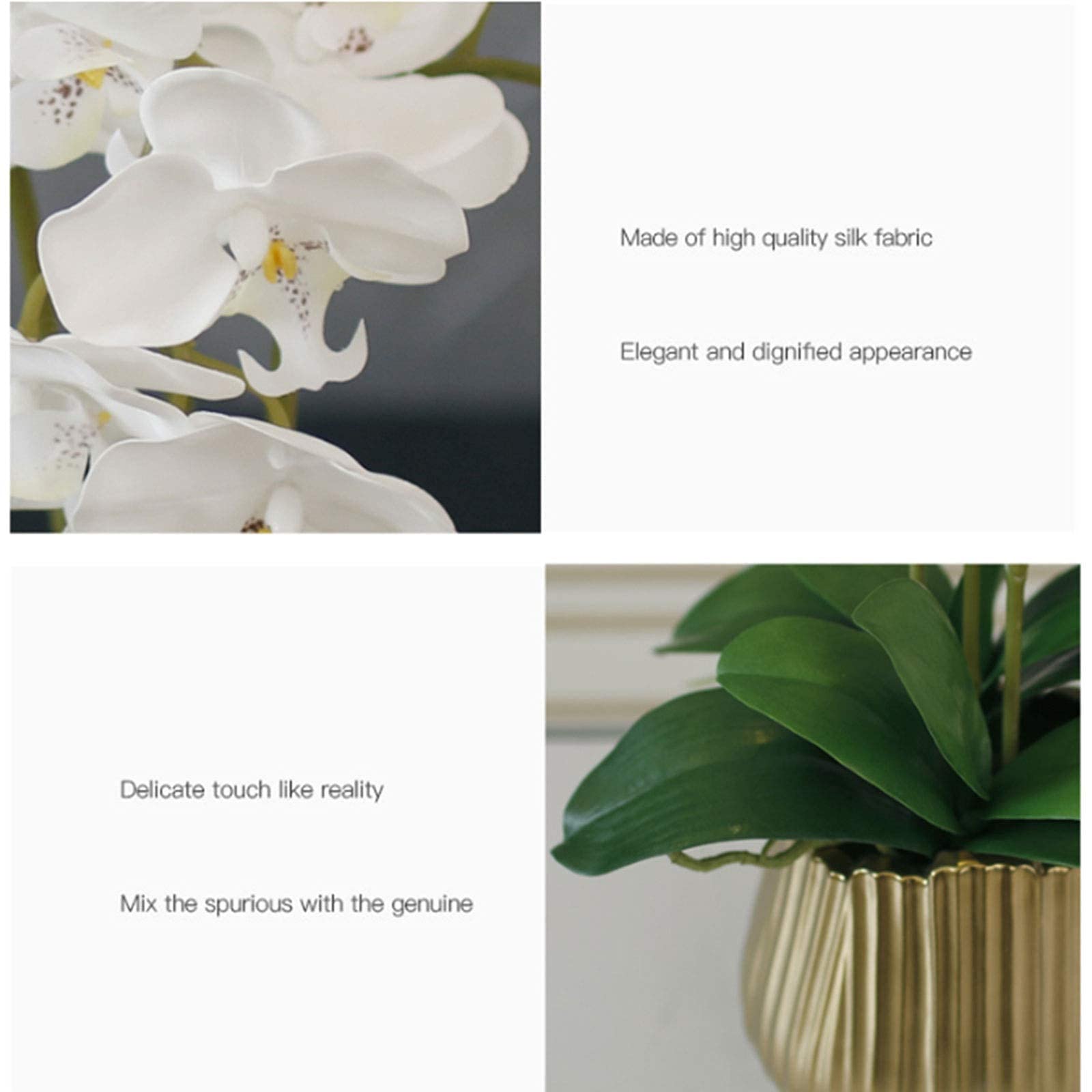 Delicati fiori artificiali di orchidea finta composizione con vaso, bonsai di fiori artificiali per camera, hotel, soggiorno, matrimonio, decorazione per la casa, tavolo da pranzo